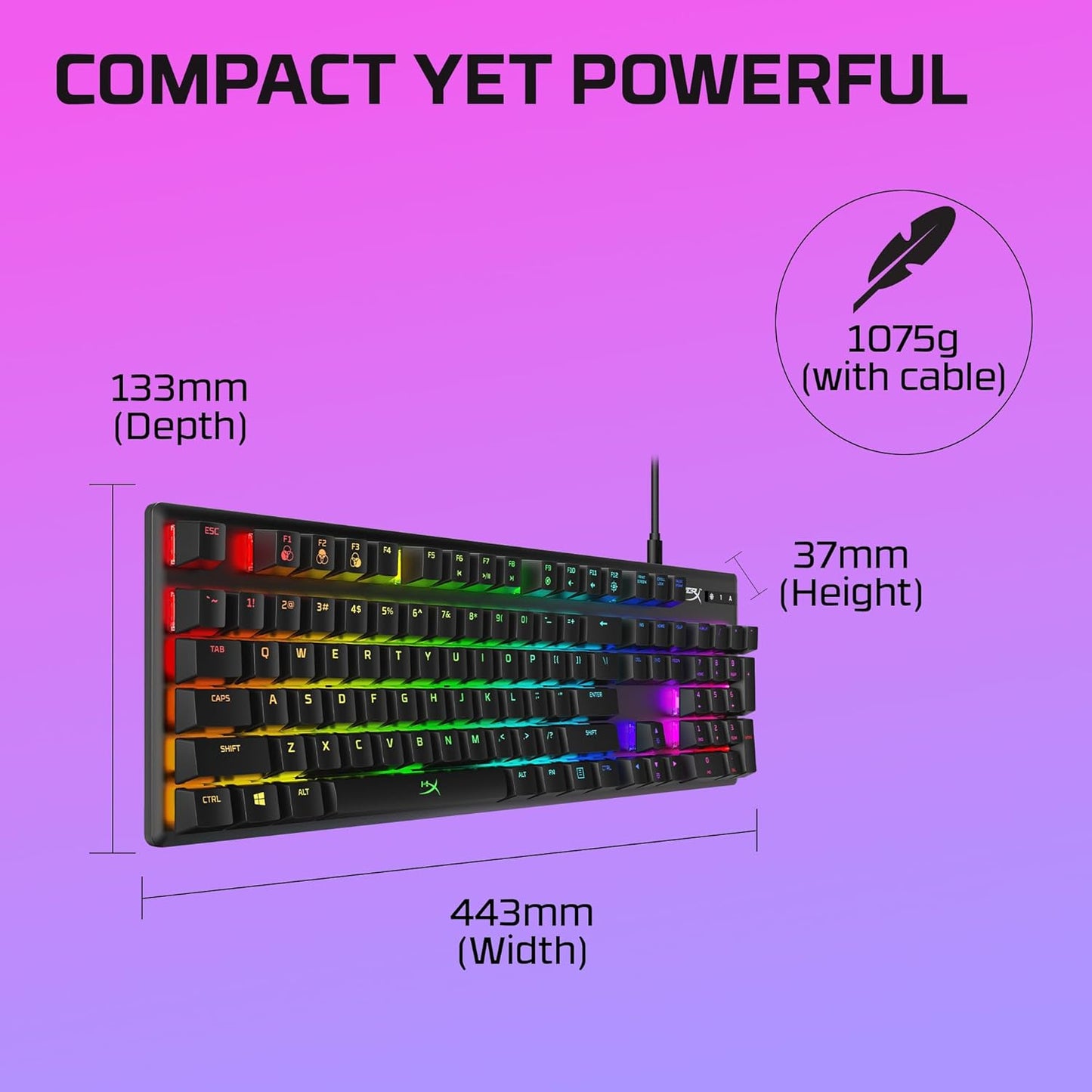 Alloy Origins - Mechanical Gaming Keyboard, Software-Controlled Light & Macro Customization, Compact Form Factor, RGB LED Backlit - Clicky  Blue Switch,