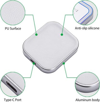 For Airpod Charger, Designed Wireless Charger for Airpods 4(Anc)/3Rd/2Nd Gen, for New Airpod Pro 3 (2025)/ 2Nd Gen, Wireless Earbuds, Slim & Compact for Travel Home Office, (Silver+White)